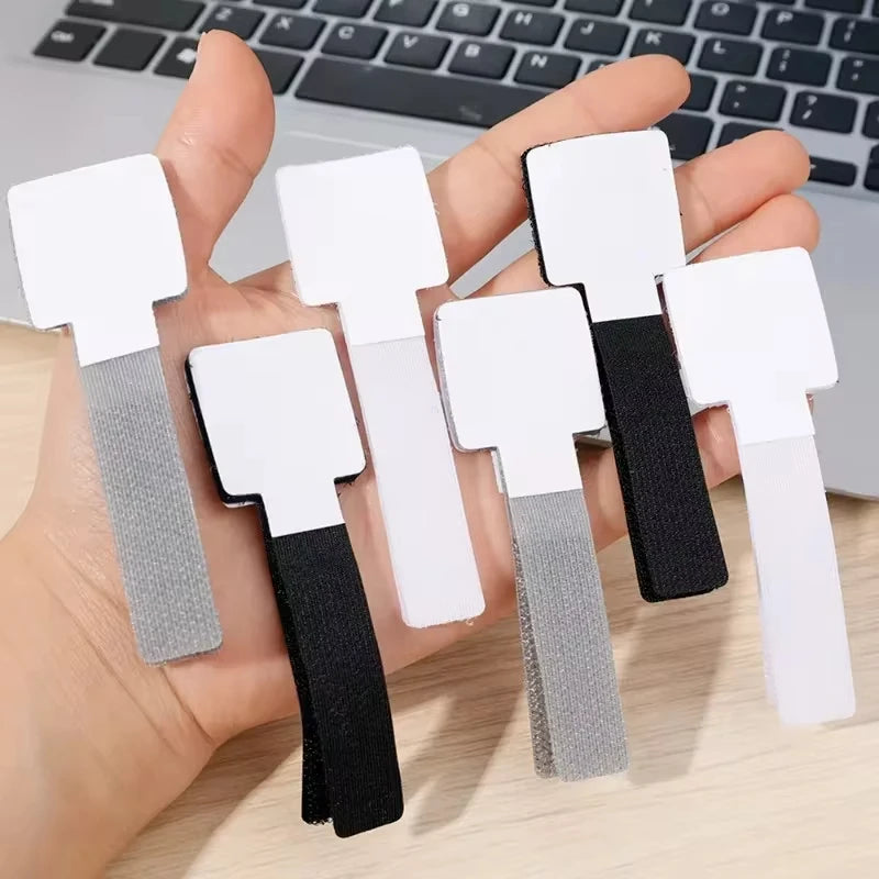 Organizador de cabos reutilizável, suporte autoadesivo para corda, enrolador de fio de mesa, organizador de gravata, tiras de proteção