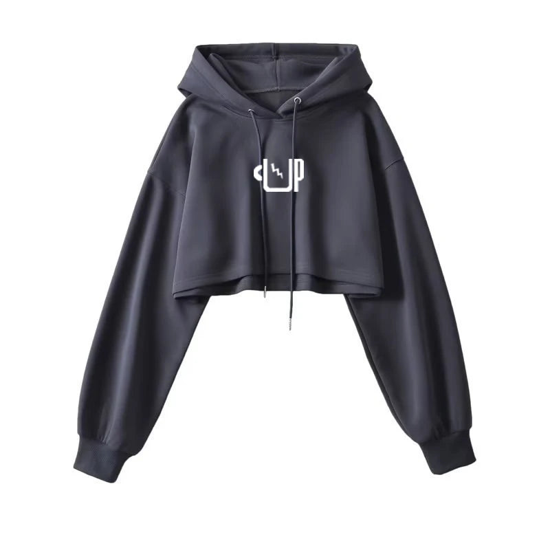 Moletom Cropped Feminino com Capuz - Streetwear Coreano Sexy
