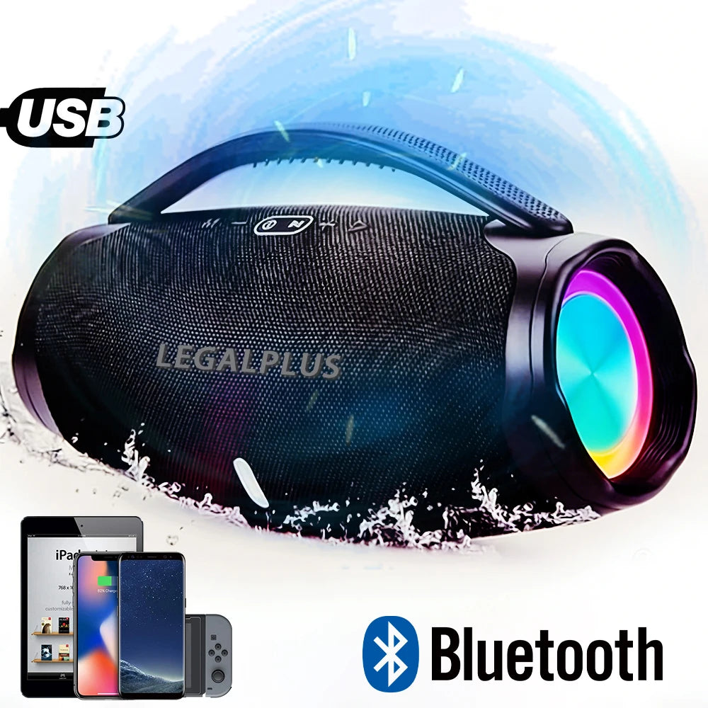 Caixa de Som Bluetooth 70W Portátil Estilo Boombox, Alto Falante Potente Resistente à Água para Festas