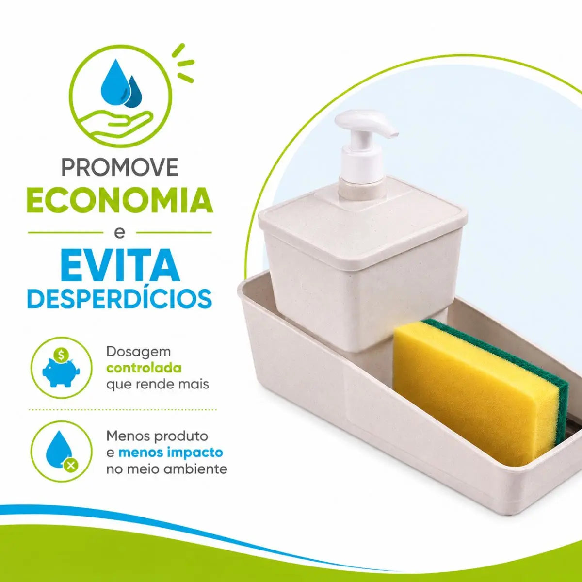 Dispenser Porta Detergente Esponja Marmore 600ml Plasutil