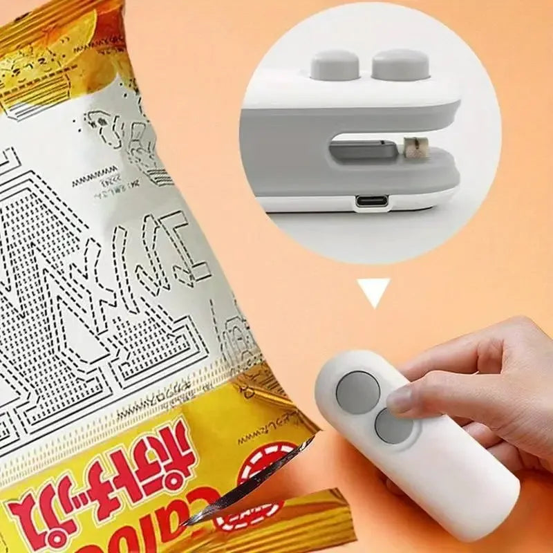 Selador portátil do saco de plástico Máquina de selagem de sacos de plástico Selantes térmicos Embalagem portátil para armazenamento de alimentos Selador térmico Mini 2in 1